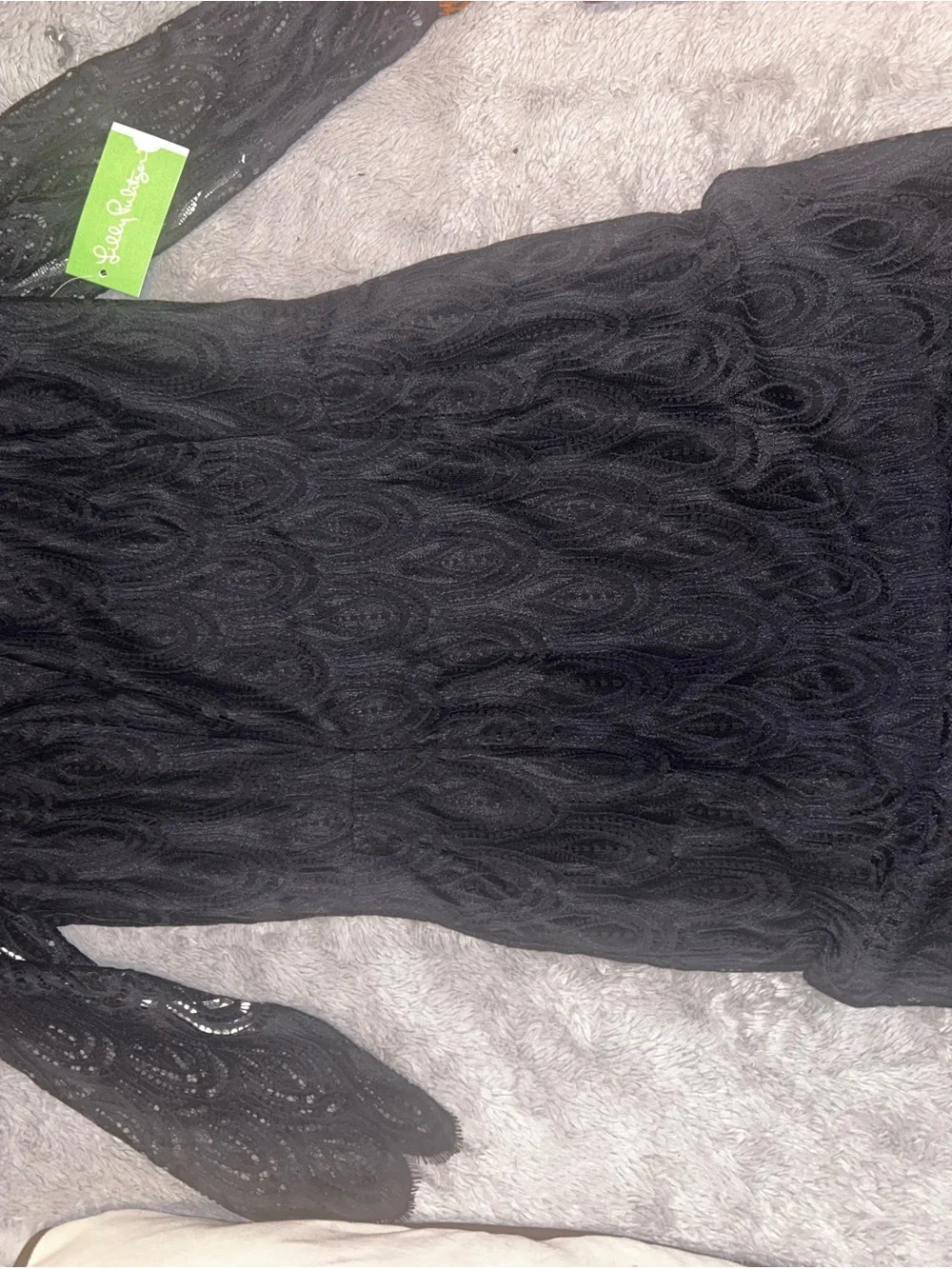 Lilly Pulitzer Black Scalloped Lace Long-Sleeve Sheath Dress - Picture 2 of 4